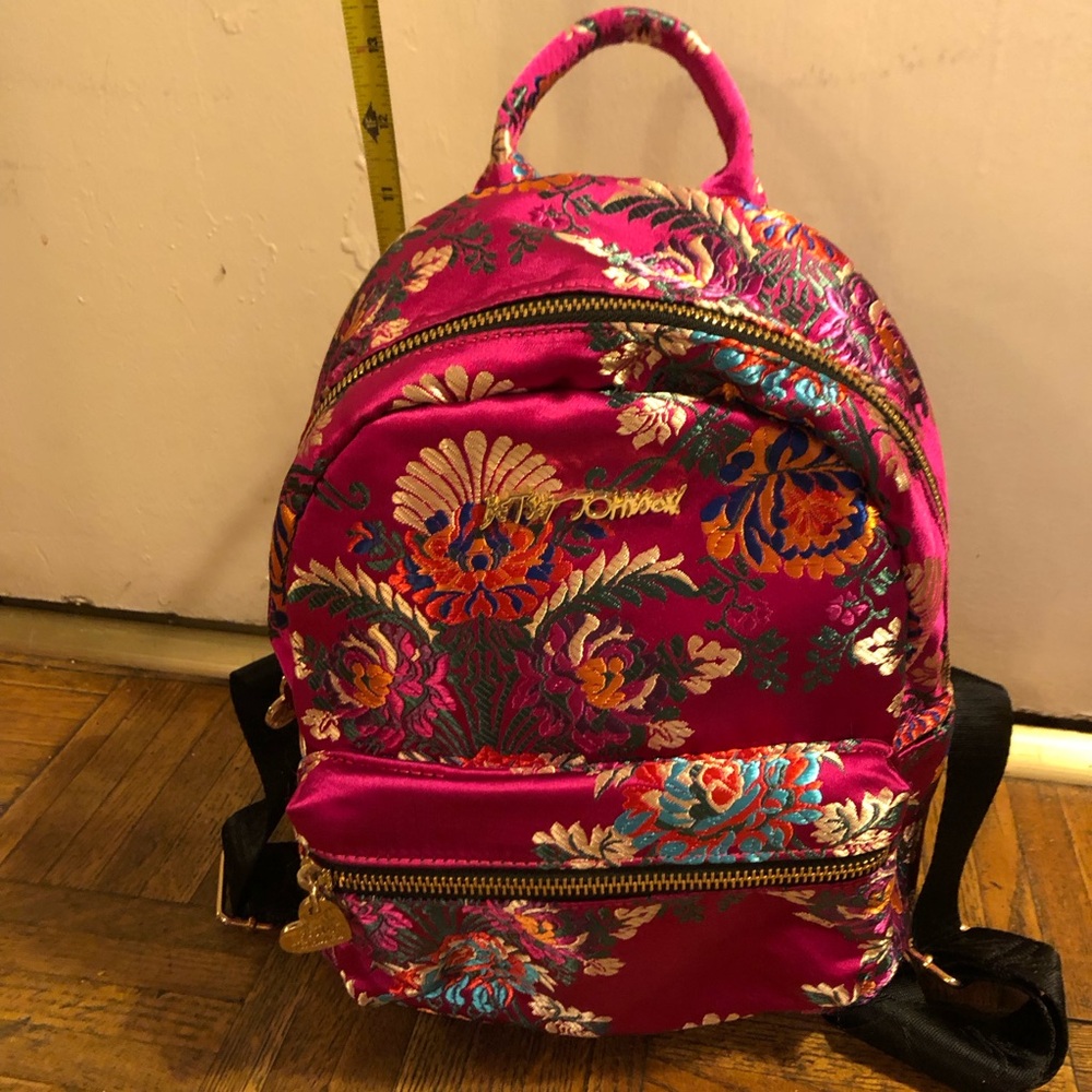 Betsey Johnson Gorgeous Floral Pink with Gold Detail Backpack